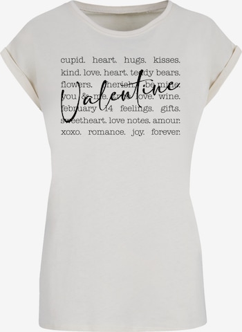 F4NT4STIC T-Shirt 'Valentine Herz Hugs Kisses Love Flowers Joy' in Beige: Vorderseite