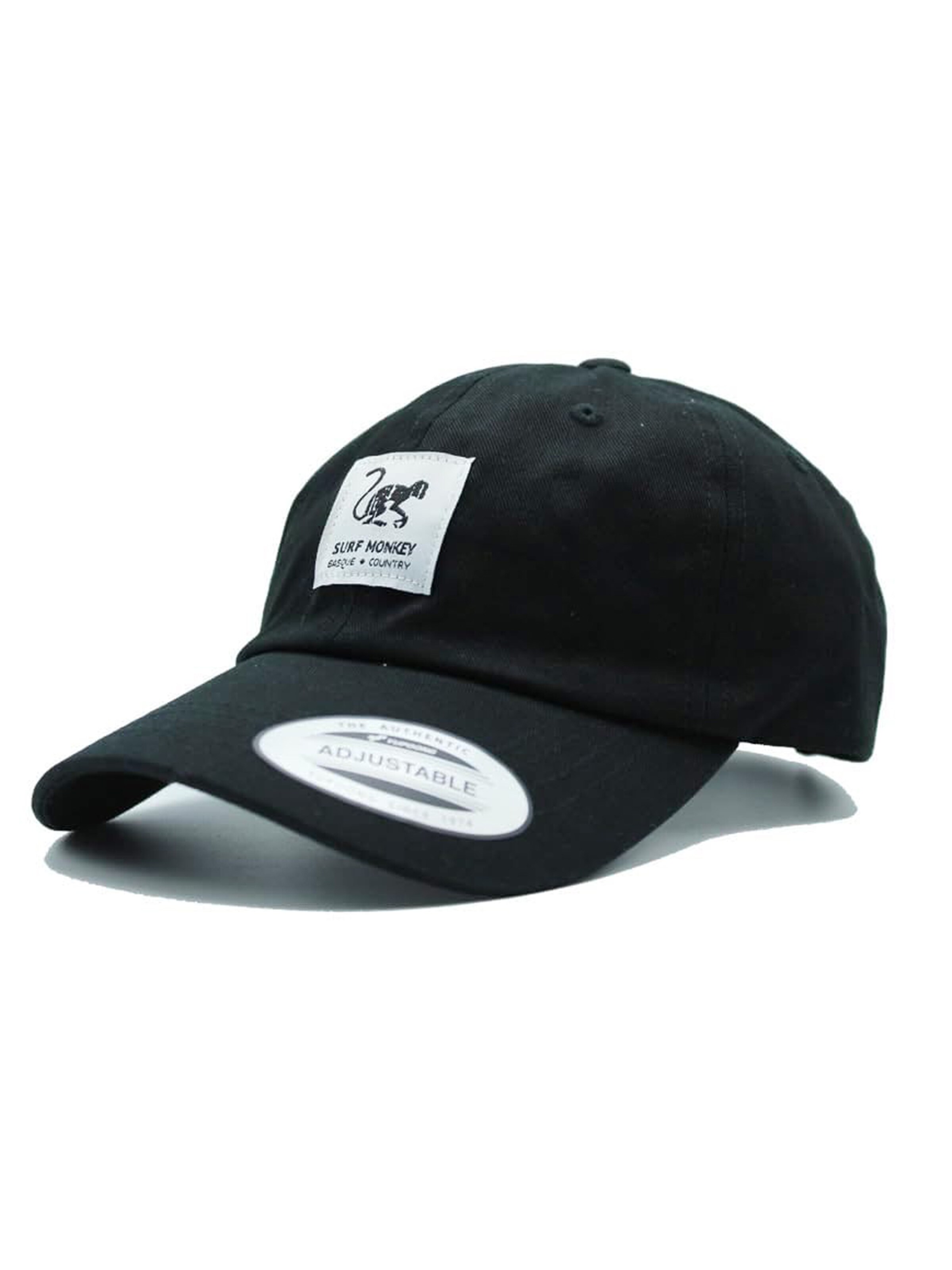 Surf Monkey Athletic Cap in Black: front