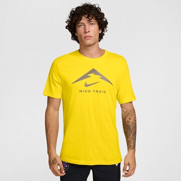NIKE Performance Shirt 'Trail Logo' in Yellow: front