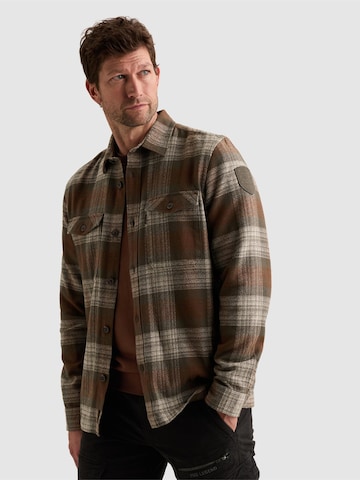 Regular fit Camicia 'Overshirt with check pattern and chest pockets' di PME Legend in marrone: frontale