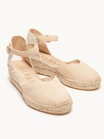 Alhamas - Sandalias con hebilla 'Alpargata Cuña 5 cm' en beige