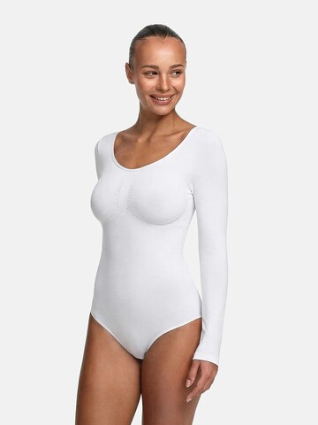 Body modellante 'Bodysuit Sculpting Shapewear Longsleeve mit String' di cfab (formerly creamy fabrics) in bianco