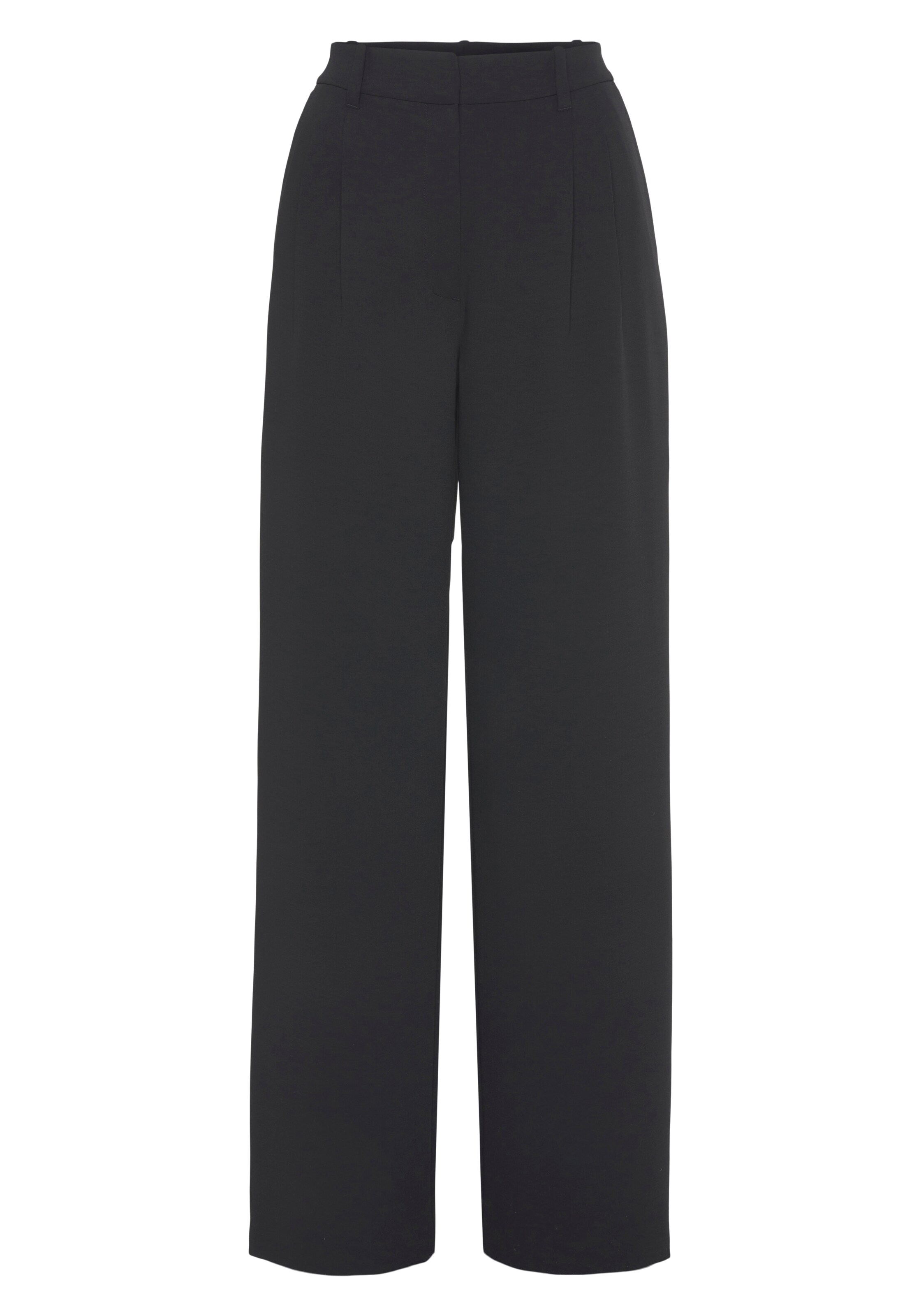 LASCANA Loose fit Pleat-Front Pants in Black: front