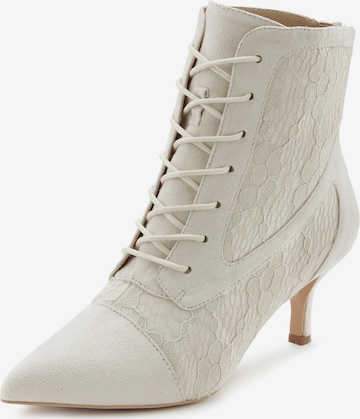 LASCANA Lace-Up Ankle Boots in White: front