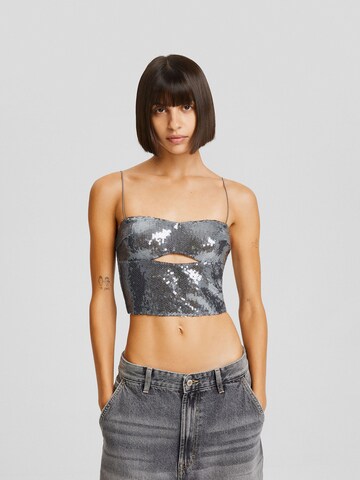 Bershka Top in Zilver: voorkant