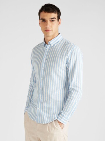 Lindbergh Slim fit Button Up Shirt in Blue: front