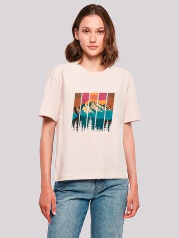 F4NT4STIC Shirt 'Berg Sonnenuntergang Retro' in Pink: front