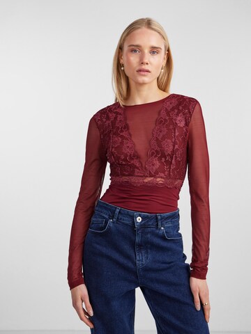 PIECES Shirt Bodysuit 'SICCA' in Red: front