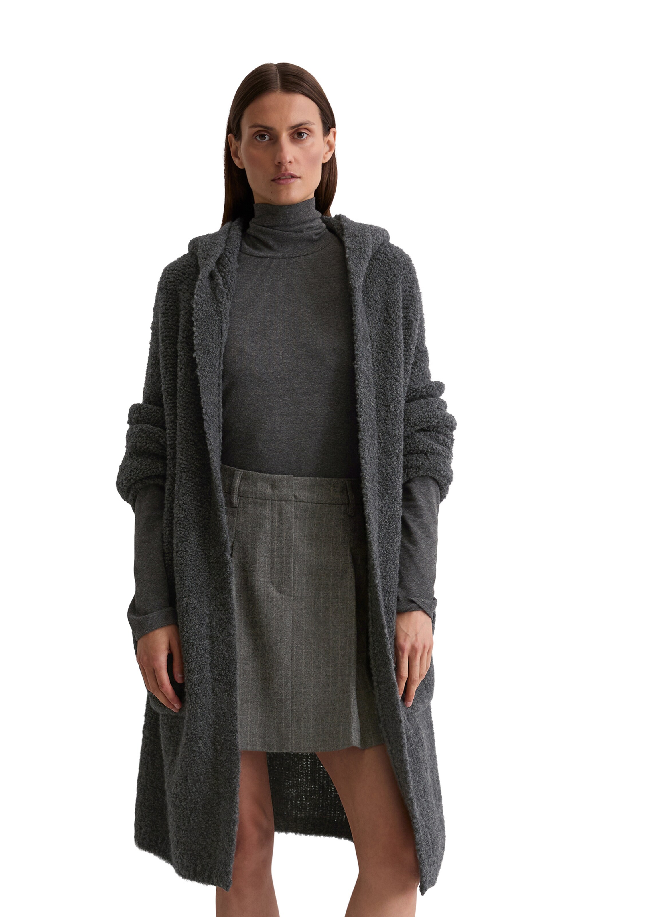 Marc O'Polo Gebreide mantel in Grijs: voorkant