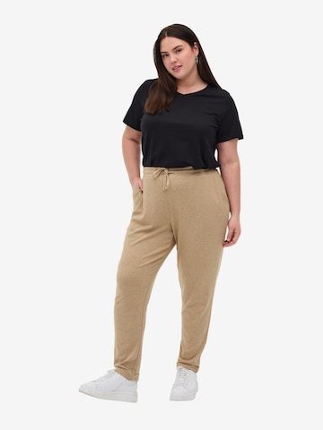 Zizzi Tapered Broek 'ESARA' in Beige: voorkant