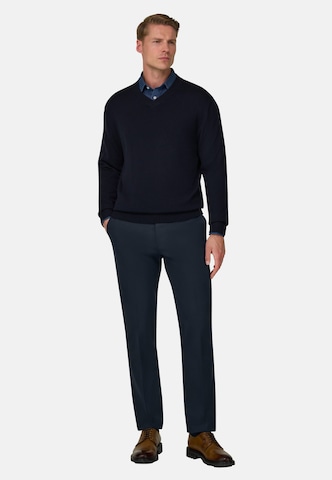 Boggi Milano Slim fit Pleated Pants in Blue
