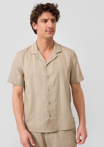s.Oliver Regular fit Button Up Shirt in Beige: front