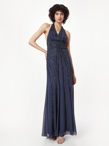 LACE & BEADS Evening Dress 'Monica' in Blue: front