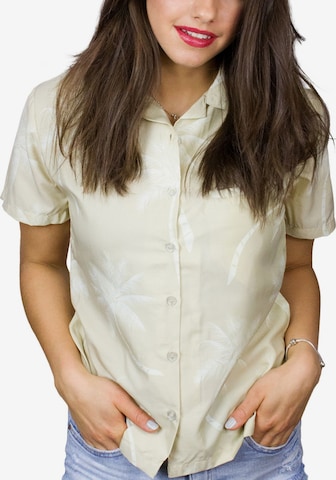 King Kameha Blouse 'Palmshadow' in Beige: voorkant