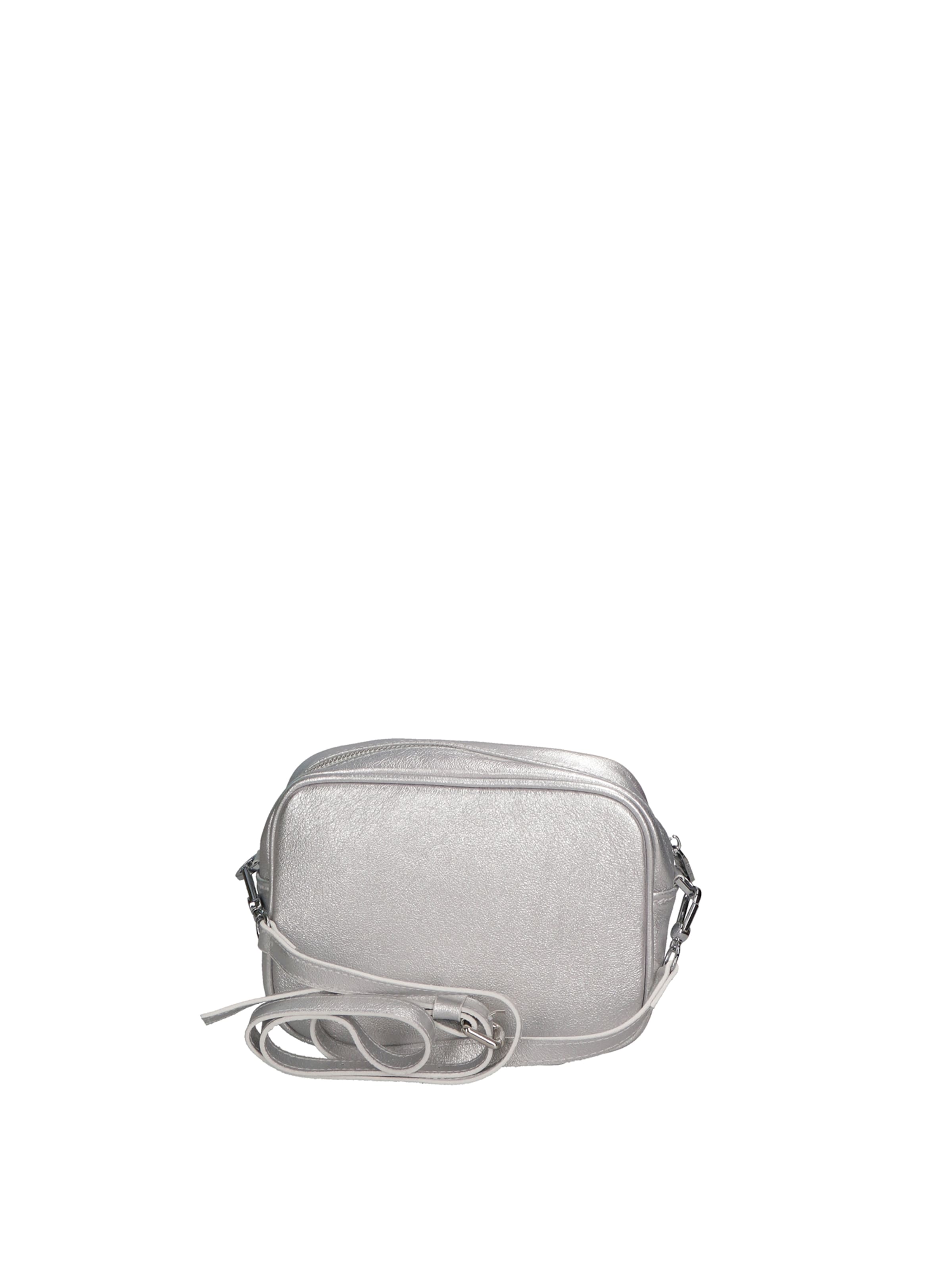 Borsa a tracolla 'Borsa a Tracolla Donna Pelle Laminata con Zip' di Virginia Rhinè in argento