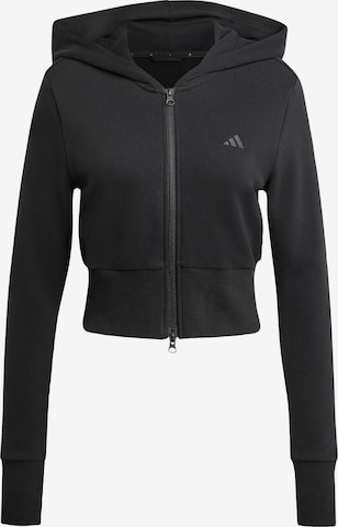 ADIDAS SPORTSWEAR Athletic Zip-Up Hoodie 'Seasonal Essentials' in Black: front