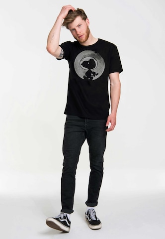 LOGOSHIRT Shirt 'Snoopy - Mond' in Black