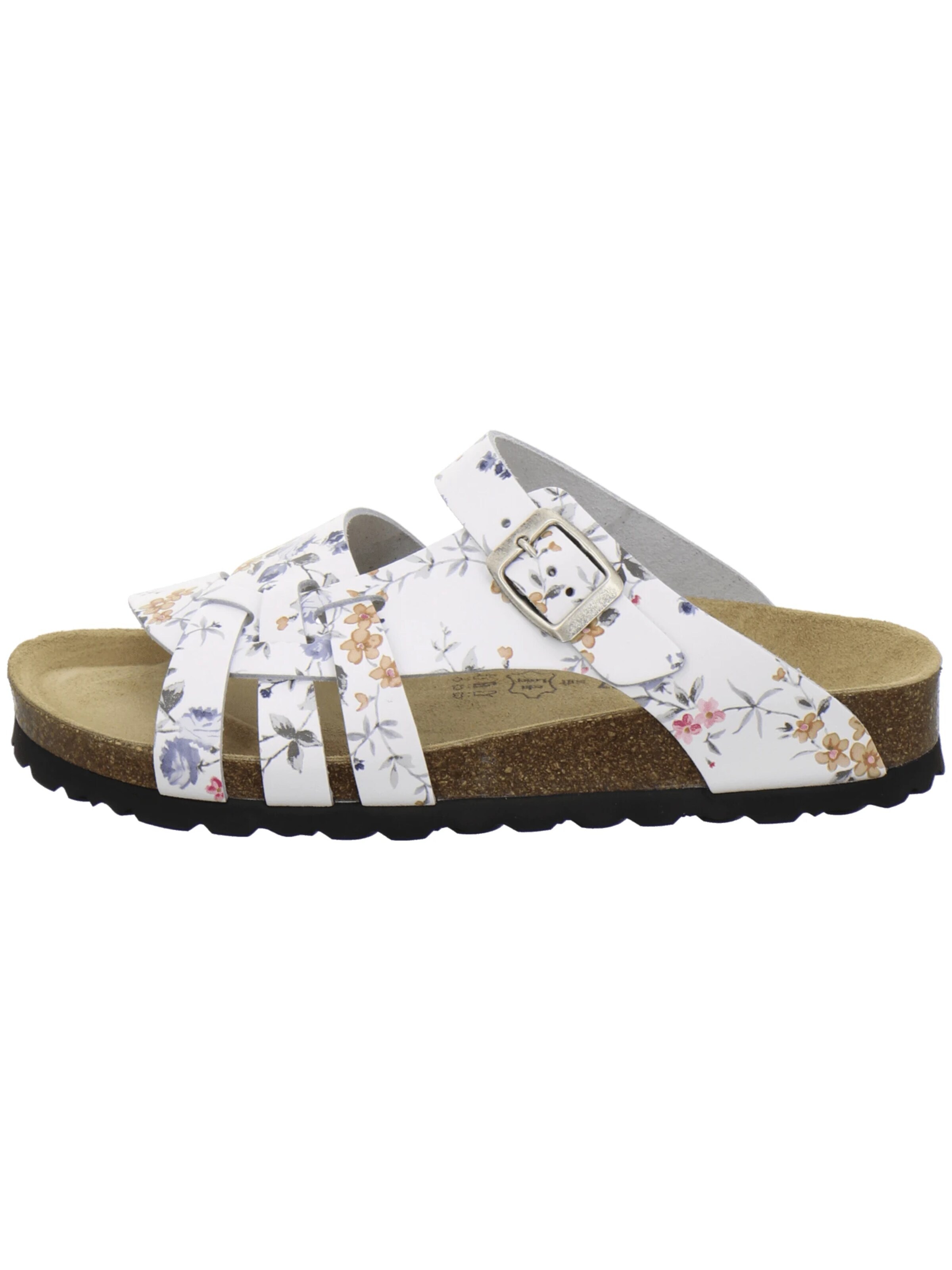 AFS-Schuhe - Zapatos abiertos 'Pantoletten Damen Kralle weiß flower' en blanco