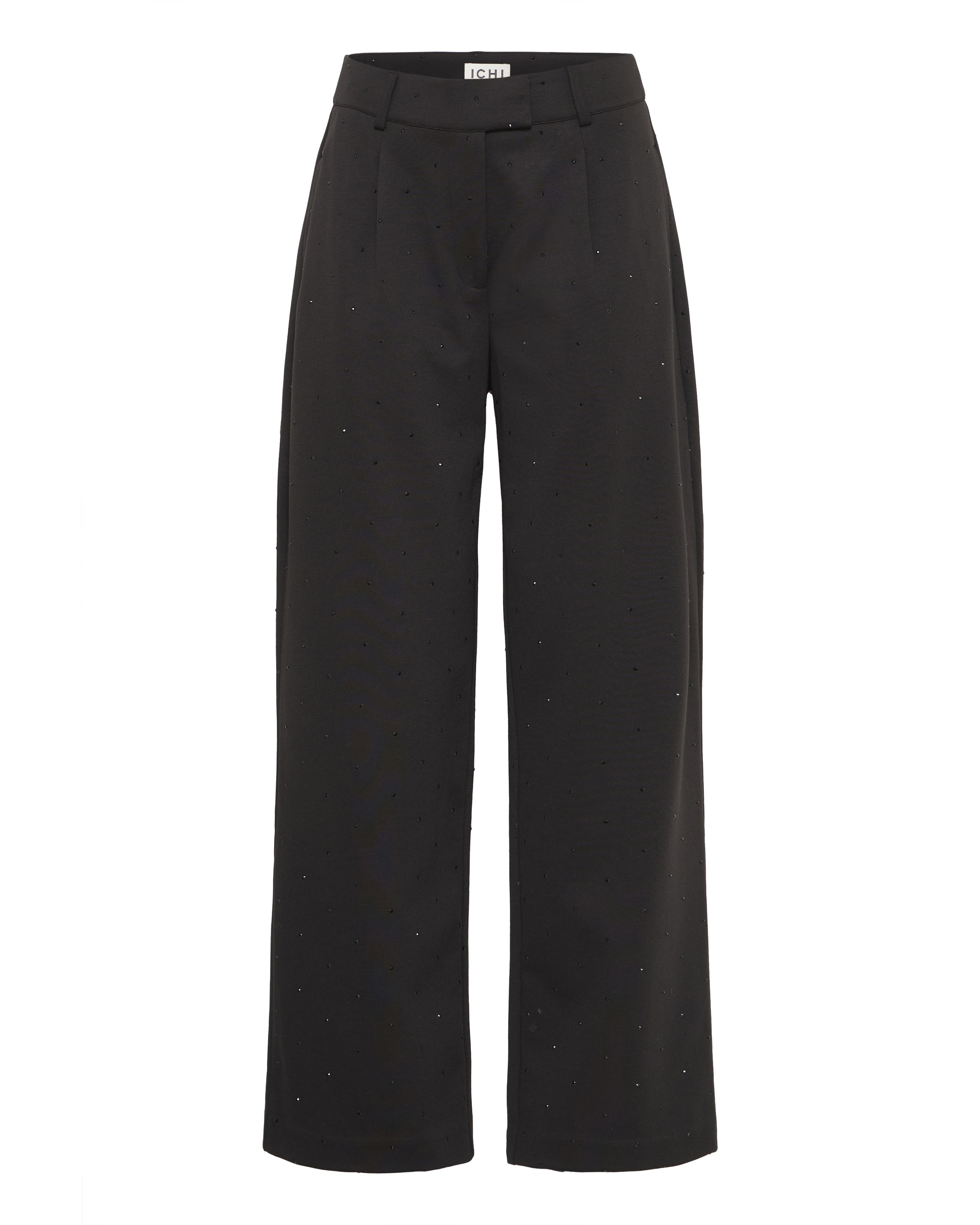 ICHI Wide Leg Bukser 'ICHKATE' i sort: forside