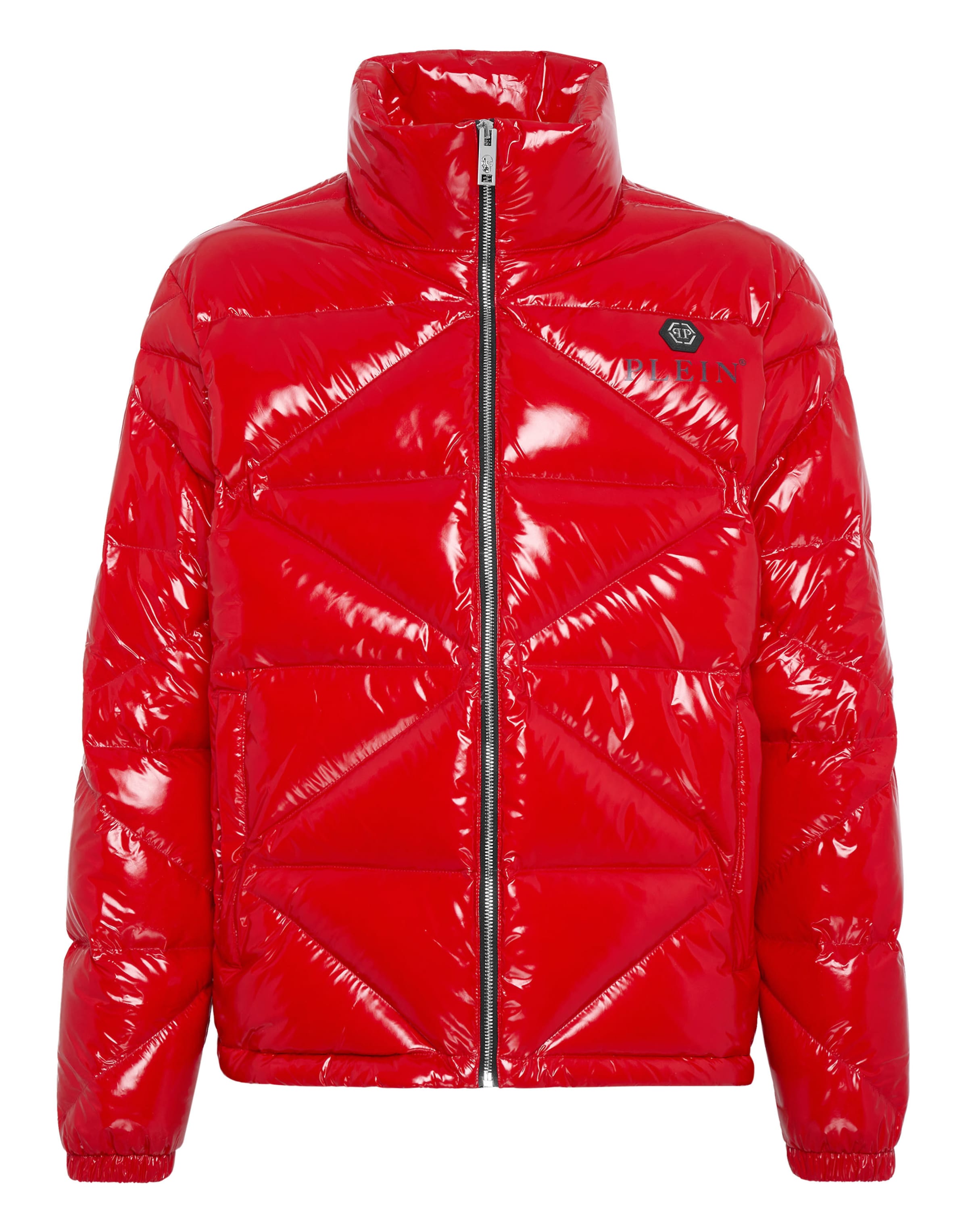 Philipp Plein - Casaco de inverno 'Hexagon' em vermelho: frente