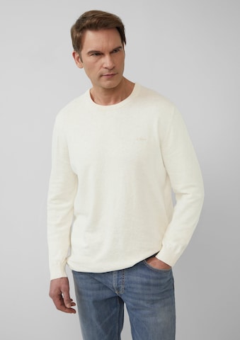 s.Oliver Men Tall Sizes Sweater in Beige: front