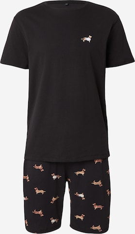 TrendyolKratka pidžama - crna boja: prednji dio