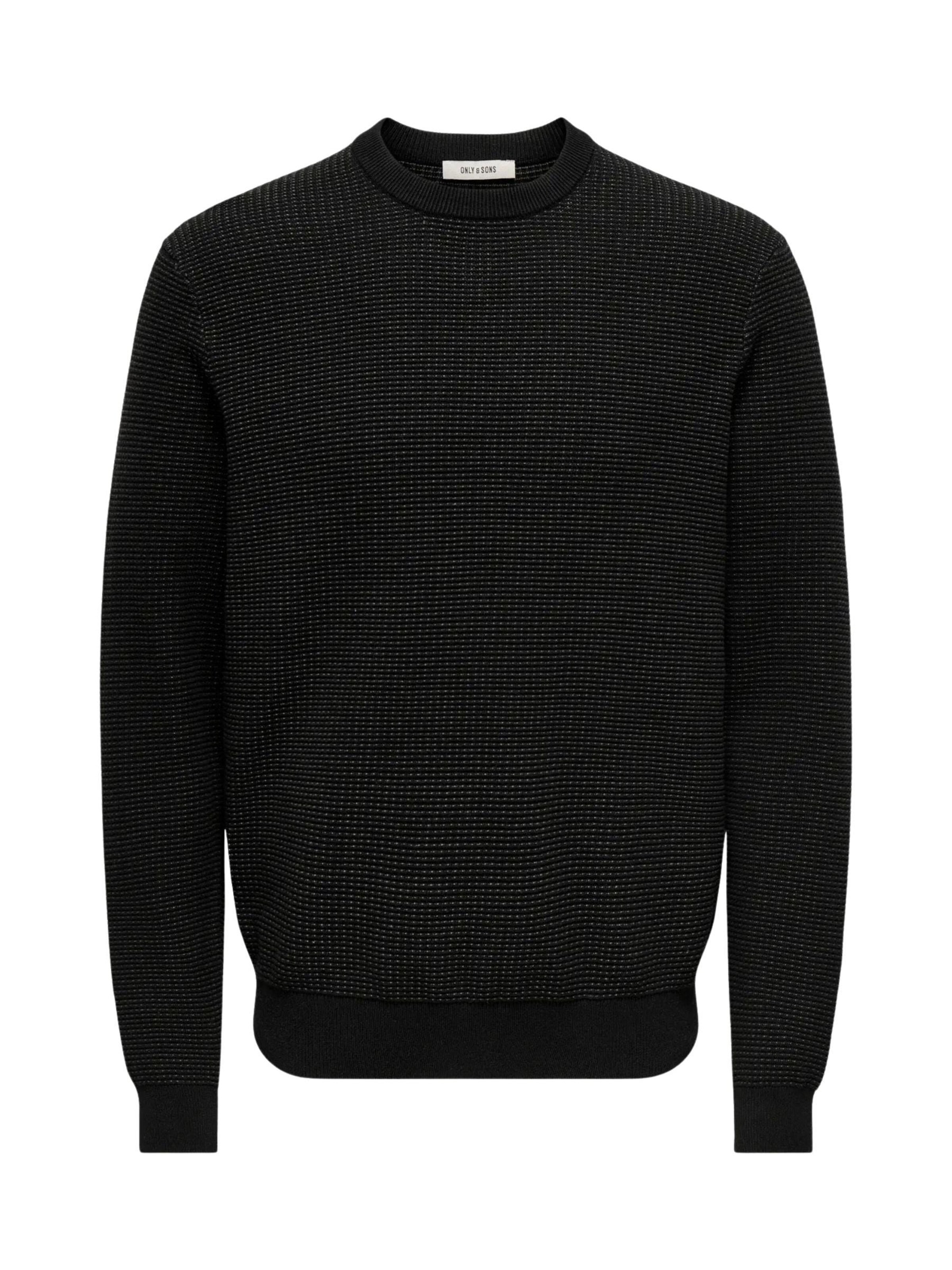 Pull-over 'ONLY & SONS ONSDAVE REG LS CREW NECK KNIT NOOS MAGLIONCINO' Only & Sons en noir : devant