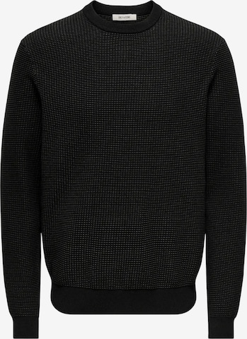 Pull-over 'ONLY & SONS ONSDAVE REG LS CREW NECK KNIT NOOS MAGLIONCINO' Only & Sons en noir : devant