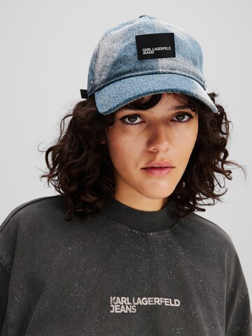 KARL LAGERFELD JEANS Kapa 'BLEACHED' | modra barva: sprednja stran