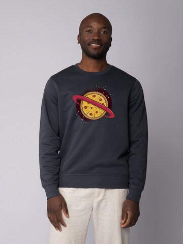 Watapparel Sweatshirt ' Pizza Planet ' in Grijs: voorkant