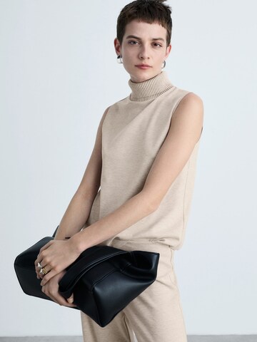 MANGO Broderad topp 'MICHIGAN' i beige: framsida