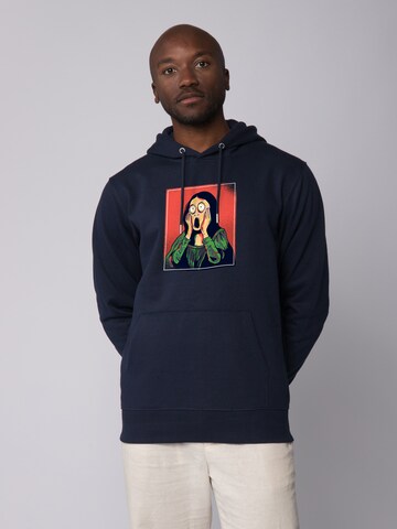 Felpa ' Mona Lisa Scream ' di Watapparel in blu: frontale