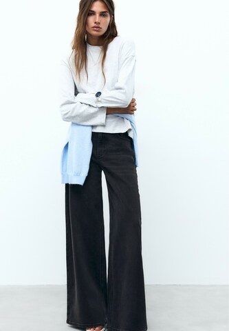 Pull&Bear Wide leg Jeans i svart: framsida