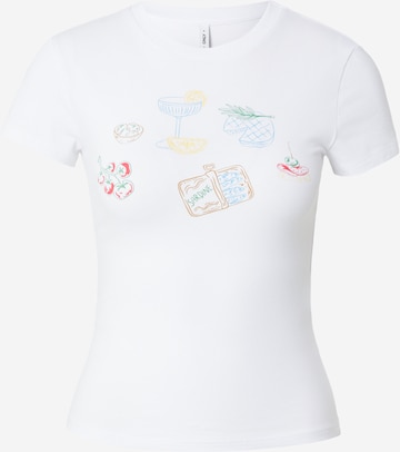 ONLY Тениска 'ONLWINSLET' в бяло: отпред