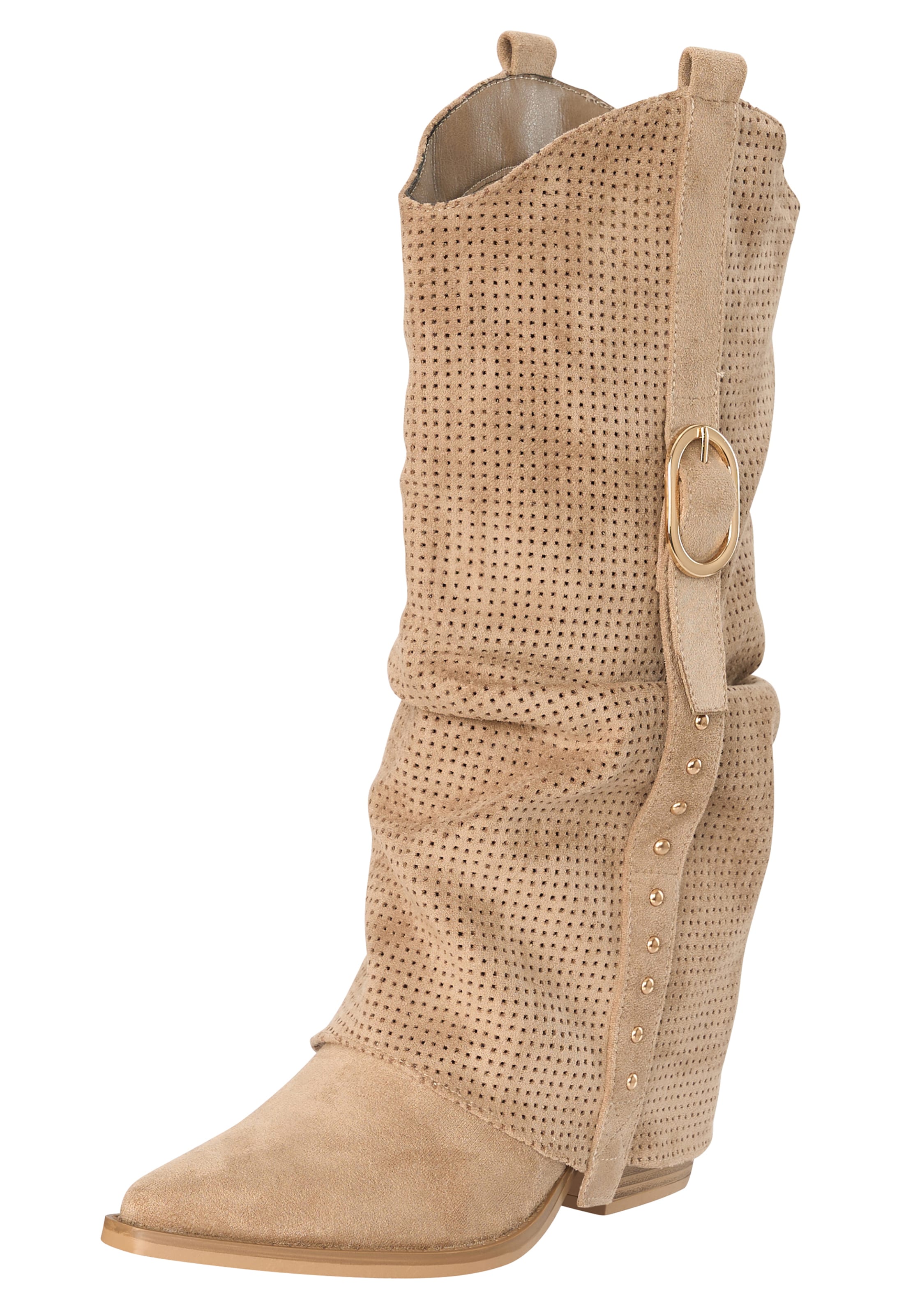 Salinyang Cowboy Boots in Beige: front