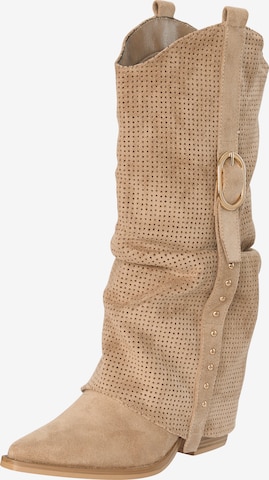 Bottes de cowboy Salinyang en beige : devant