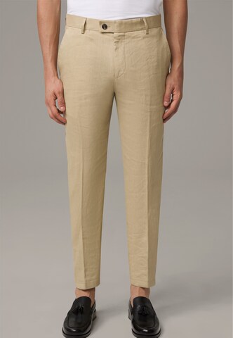 STRELLSON Slim fit Pleated Pants in Beige: front
