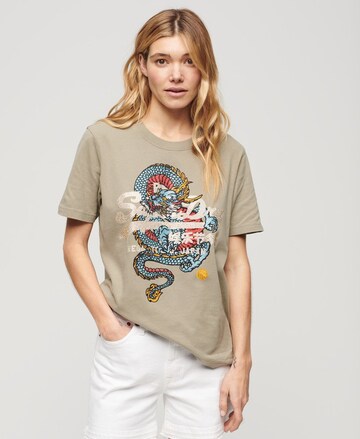 T-shirt 'Tokyo' Superdry en beige : devant