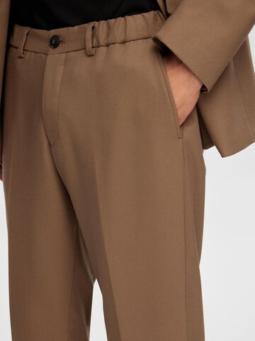 SELECTED HOMME Regular Pleated Pants in Brown