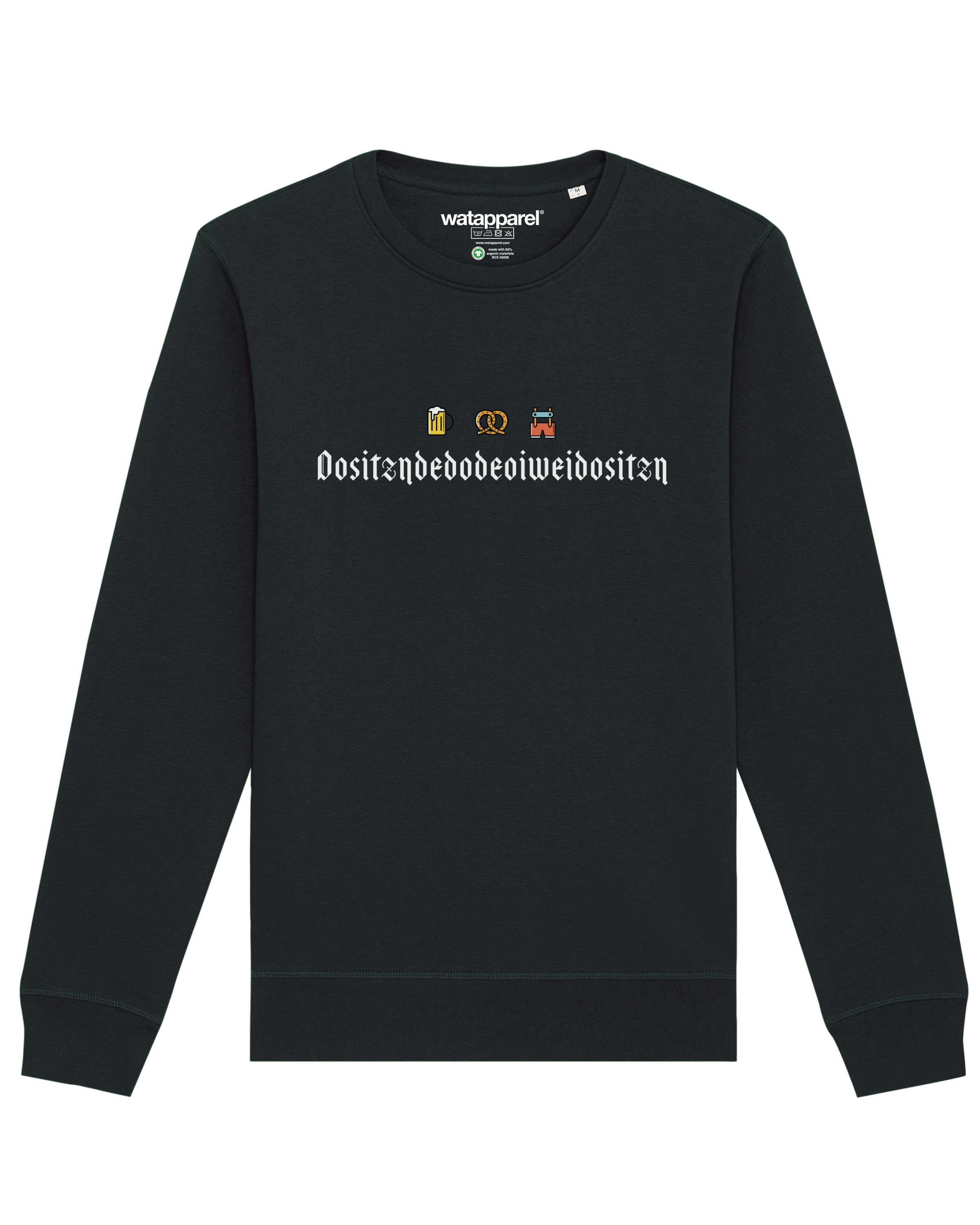 Watapparel Sweatshirt 'Dositzndedodeoiweidositzn' in Zwart: voorkant