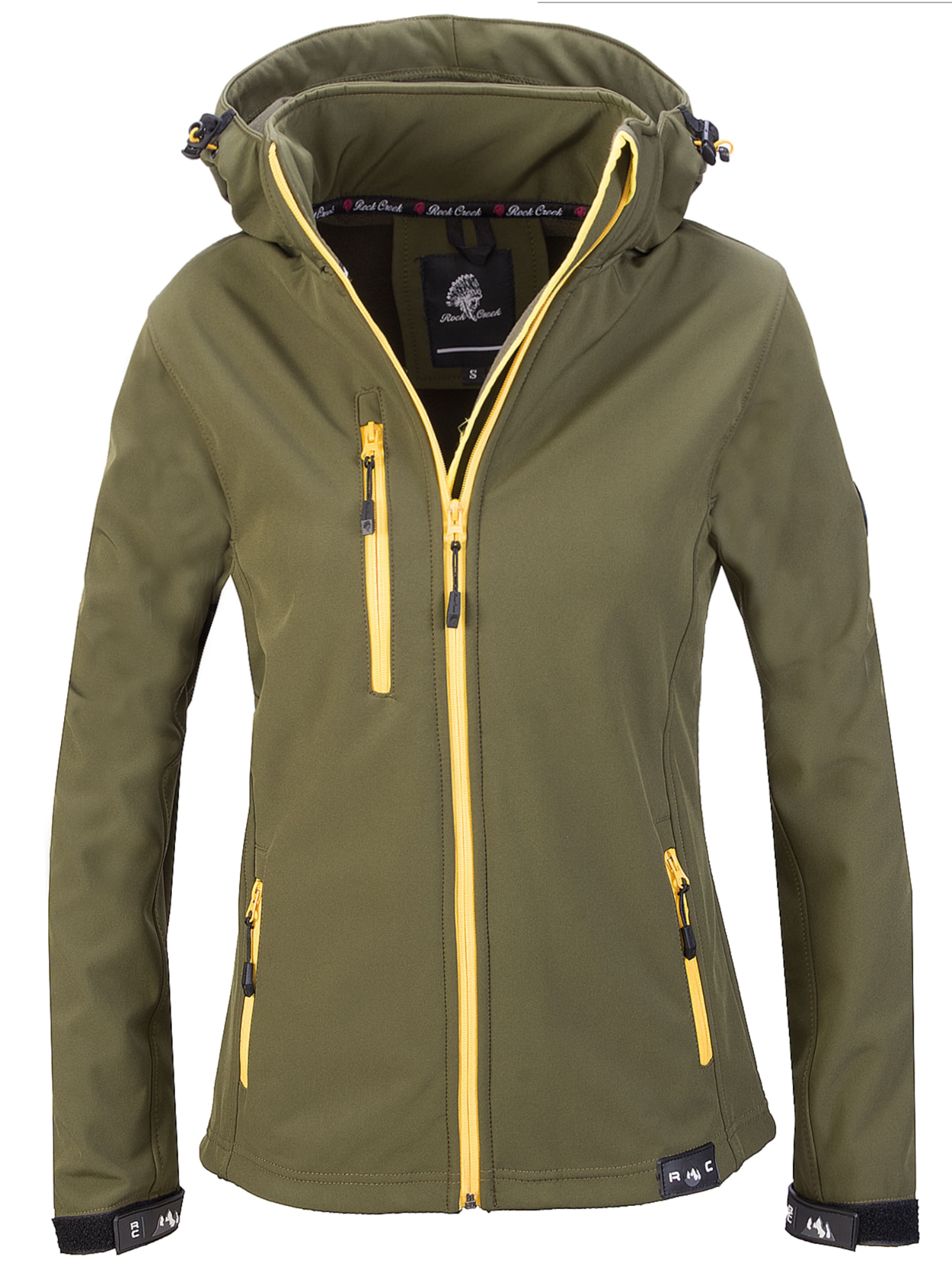Rock Creek Outdoorjacke in gelbmeliert / khaki, Produktansicht
