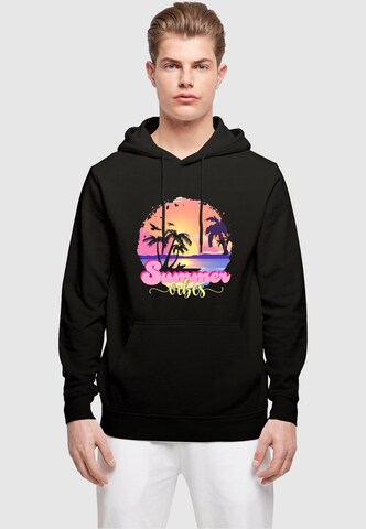 Merchcode Sweatshirt 'Summer Vibes Sunset' in Zwart: voorkant