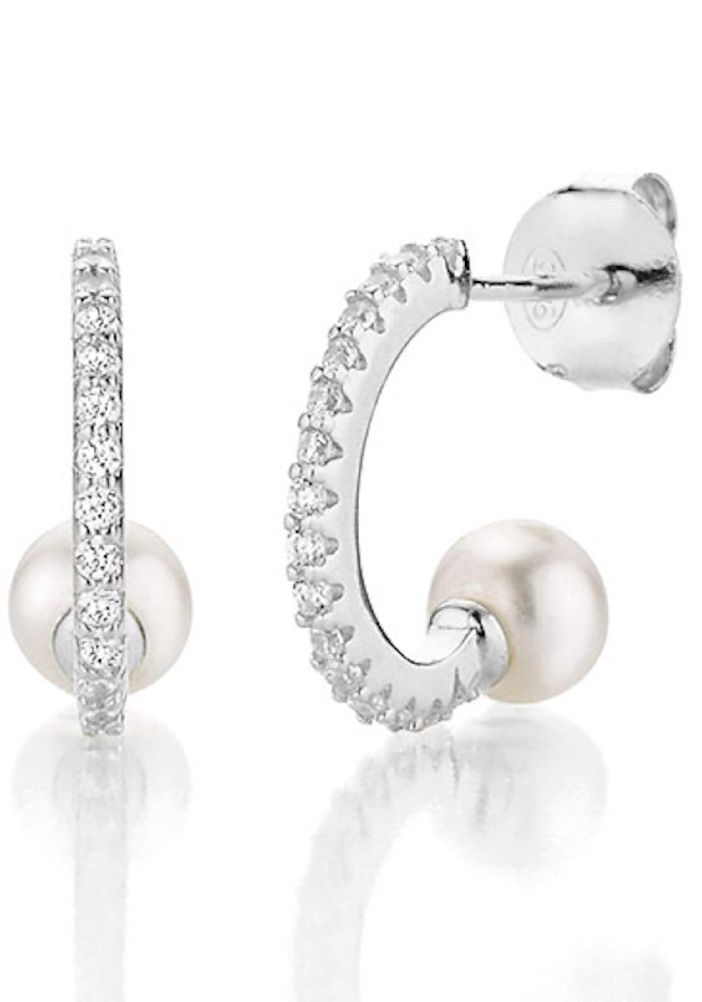 FIRETTI Firetti Perlenohrringe in silber / transparent / perlweiß, Produktansicht