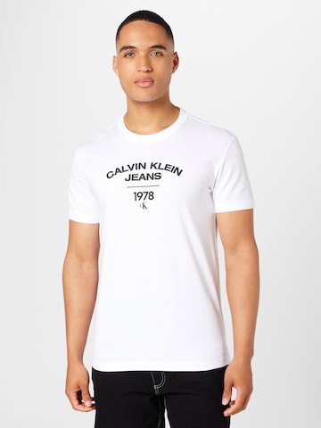 Calvin Klein Tričko 'Varsity' – bílá: přední strana