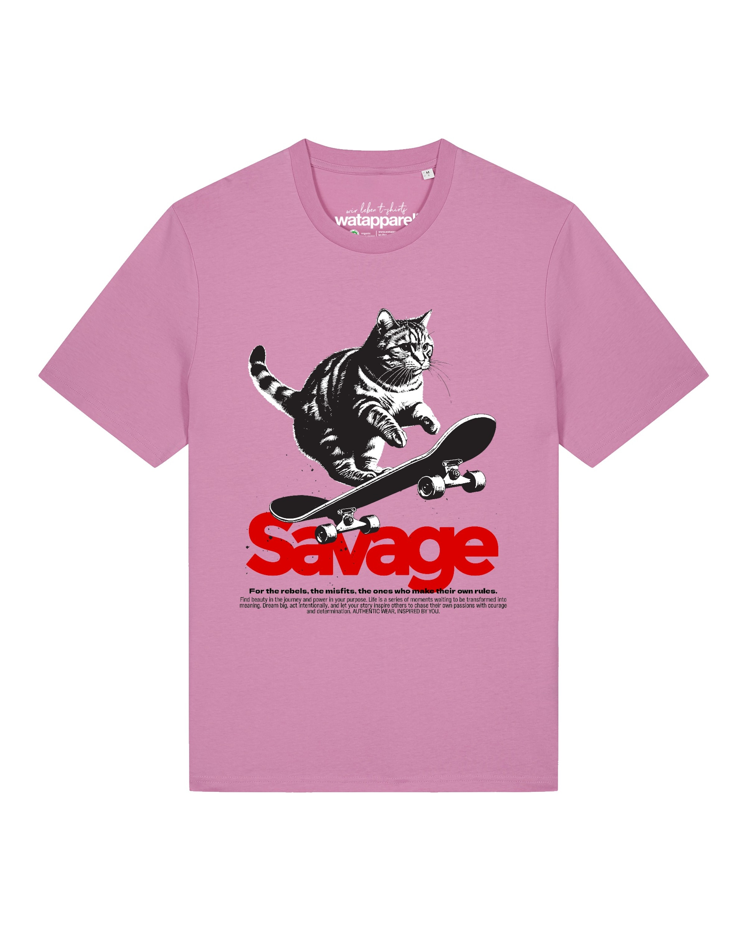 Watapparel Shirt 'Savage cat' in Pink: front