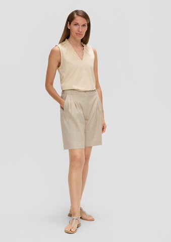 s.Oliver BLACK LABEL Wide leg Pleat-Front Pants in Beige