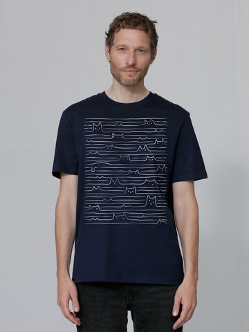 Watapparel T-Shirt ' Doodle Cats ' in Blau: Vorderseite