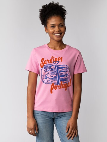 T-shirt 'Sardines Portugal' Watapparel en rose : devant