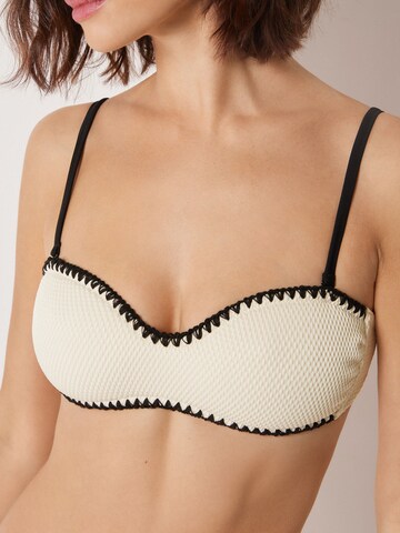 CALZEDONIA Bandeau Bikinitop 'Bicolor Embroidery' in Beige
