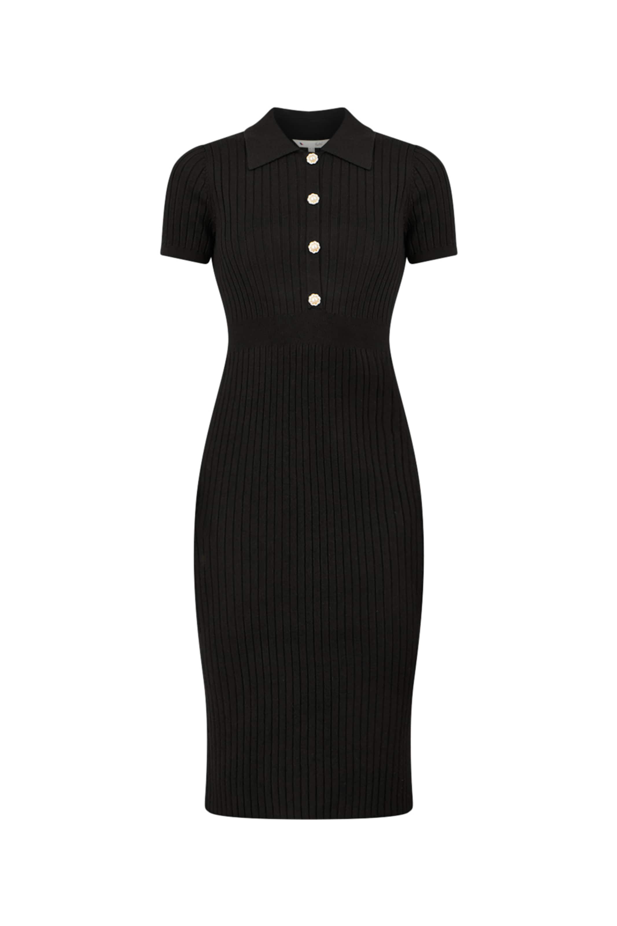 Yumi Strickkleid in Schwarz: Vorderseite